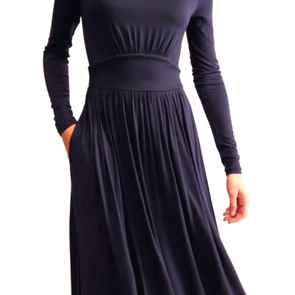Boden Deep Blue Thea Long Sleeved Knit Jersey Midi Dress Women's Size 8 - Picture 10 of 10